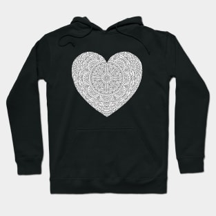 Mandala Heart with Flowers and Leaves for Adult Coloring Hoodie
